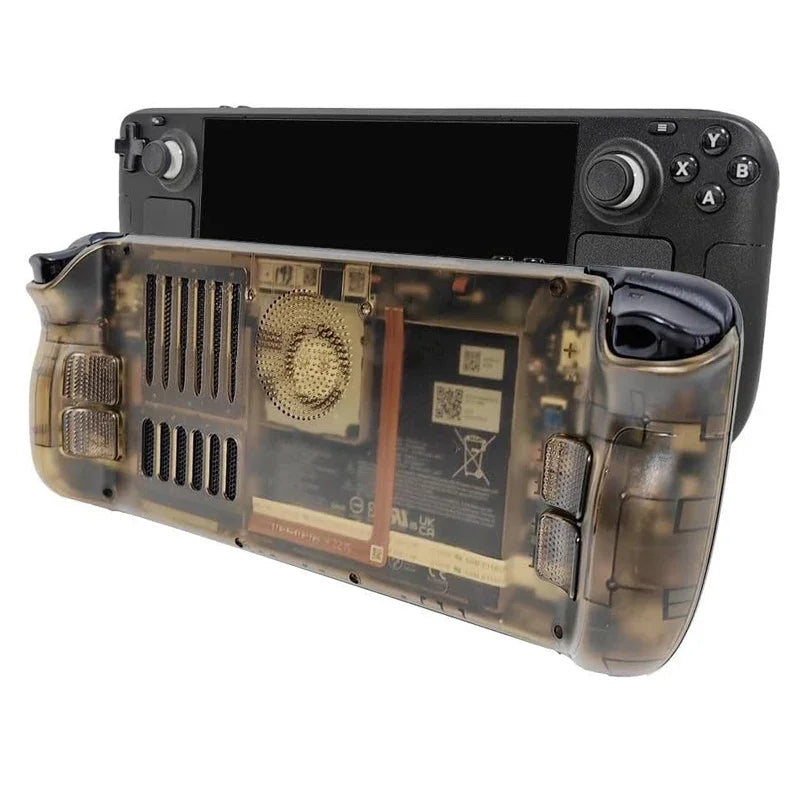 For SteamDeck Hard Shell Back Cover Transparent Cooling ABS+PC Case with Installation Kit Drop-proof Heat-dissipating Dust-proof