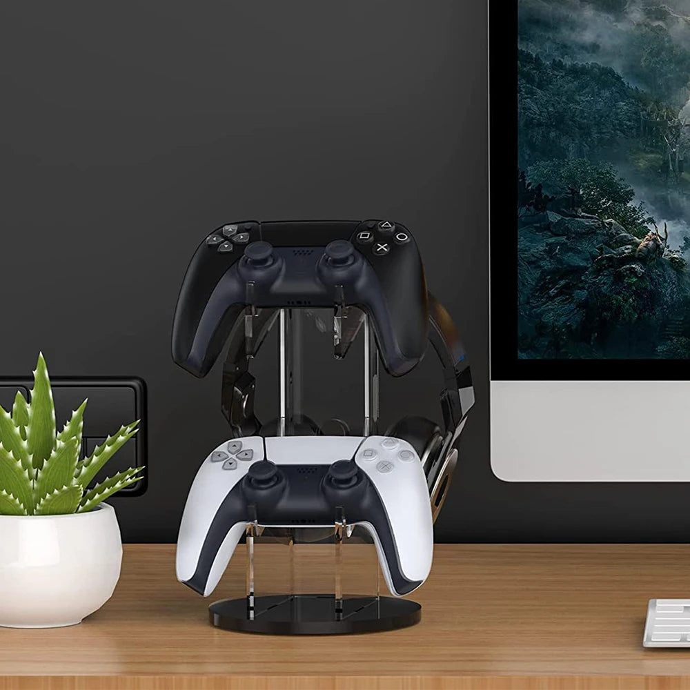 Universal Game Controller & Headset Stand for PS4 PS5 Xbox Gamepad Holder Acrylic Rack for Playstation 5 Joystick Headphone