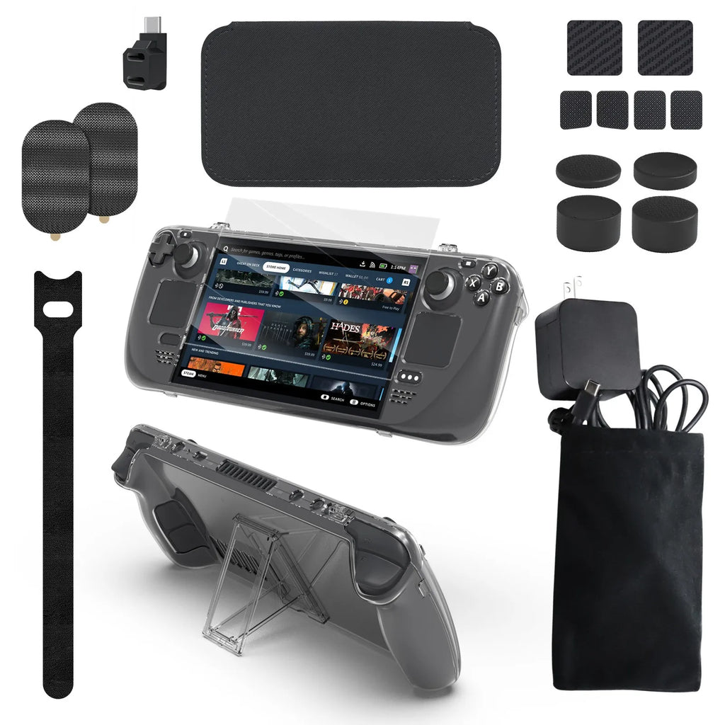 Steam Deck 19-in-1 Crystal Case Set with Screen Film and Bag
