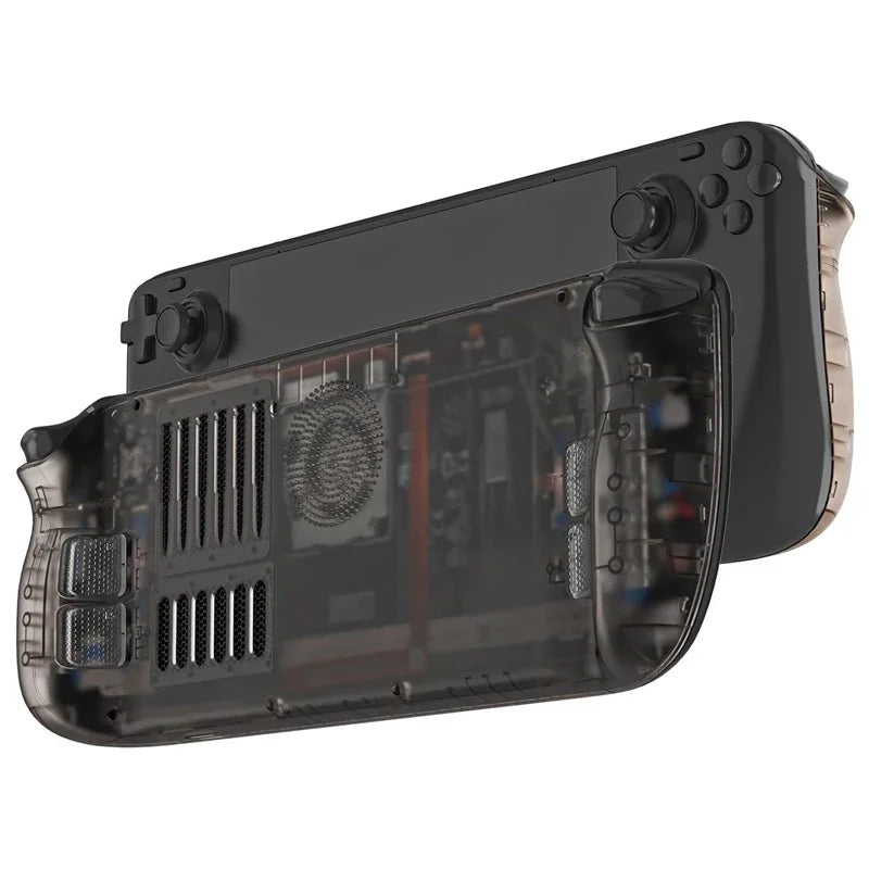 For SteamDeck Hard Shell Back Cover Transparent Cooling ABS+PC Case with Installation Kit Drop-proof Heat-dissipating Dust-proof
