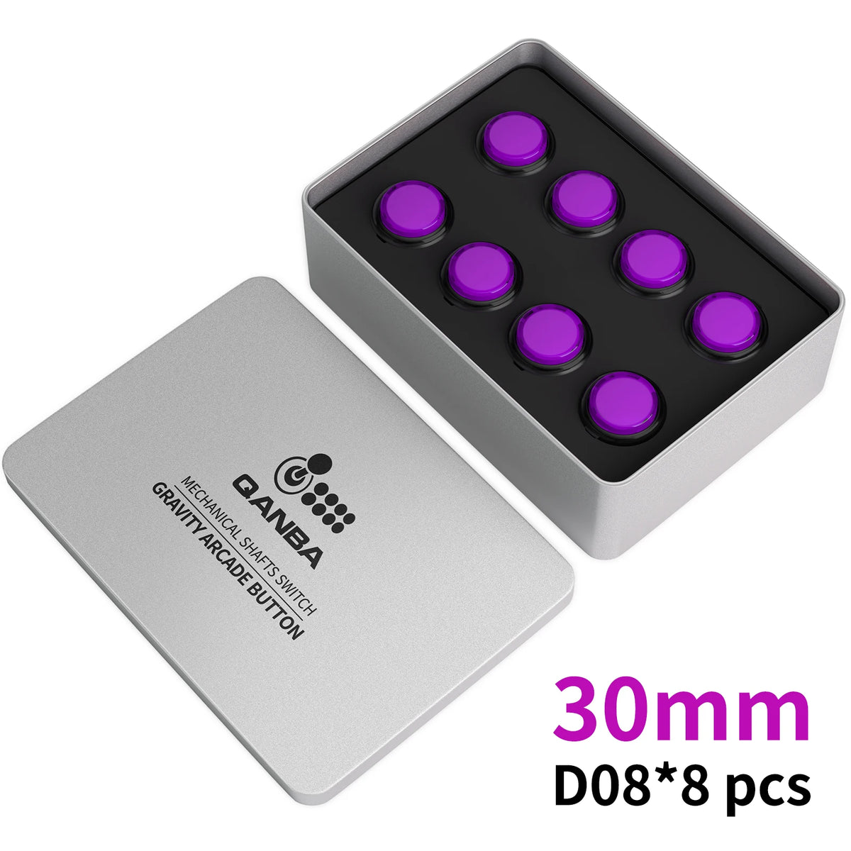 QANBA Gravity KS Arcade Buttons Mechanical Shafts Silent Pushbutton 30mm 24mm Snap-In Arcade Sticks DIY Parts (Boxed）