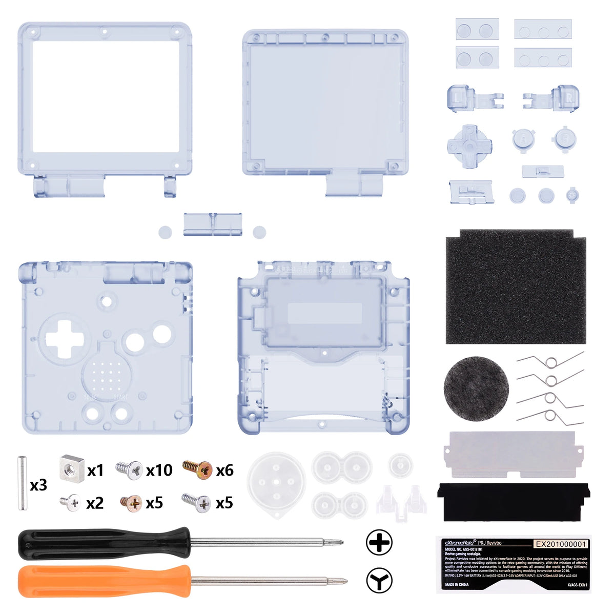eXtremeRate IPS Ready GBA SP Clear Shell for IPS & Standard LCD