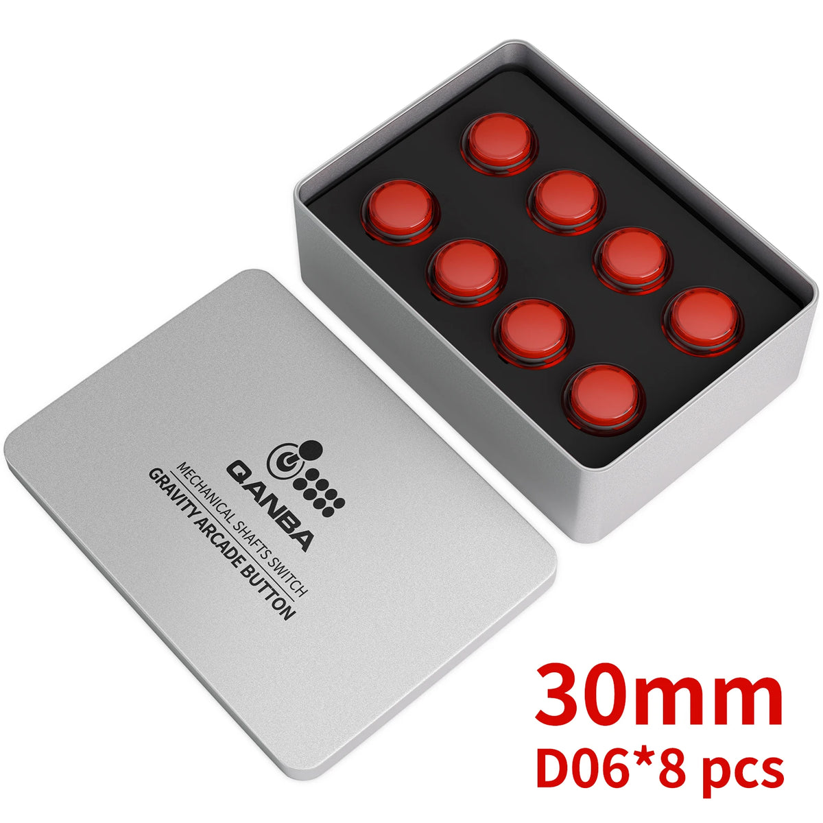 QANBA Gravity KS Arcade Buttons Mechanical Shafts Silent Pushbutton 30mm 24mm Snap-In Arcade Sticks DIY Parts (Boxed）
