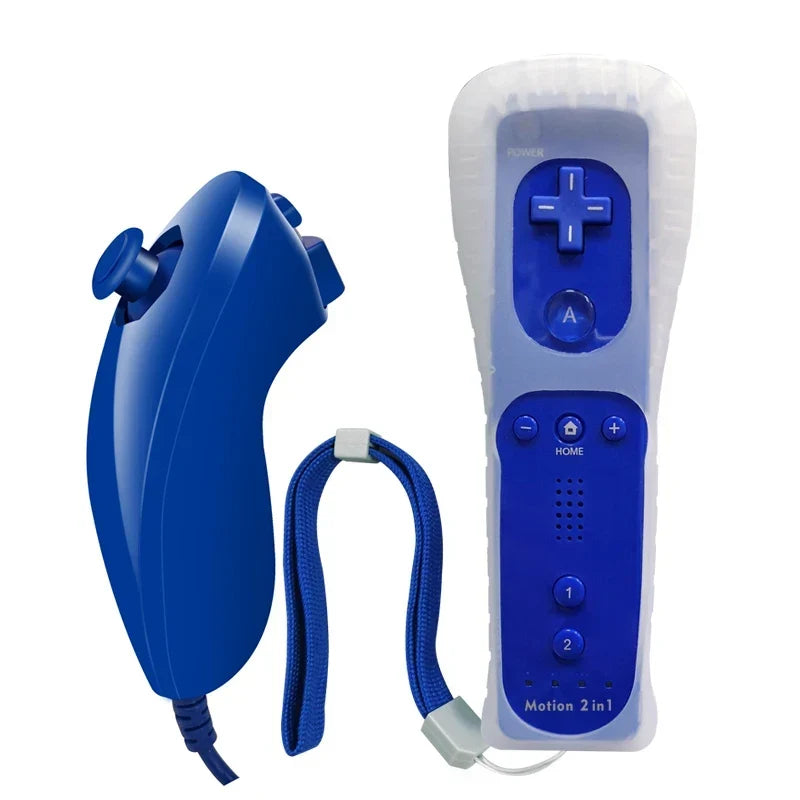 2 in 1 For Nintendo Wii Controller Set Optional Motion Plus Joystick Wireless Remote Gamepad with Silicone Case Video Game