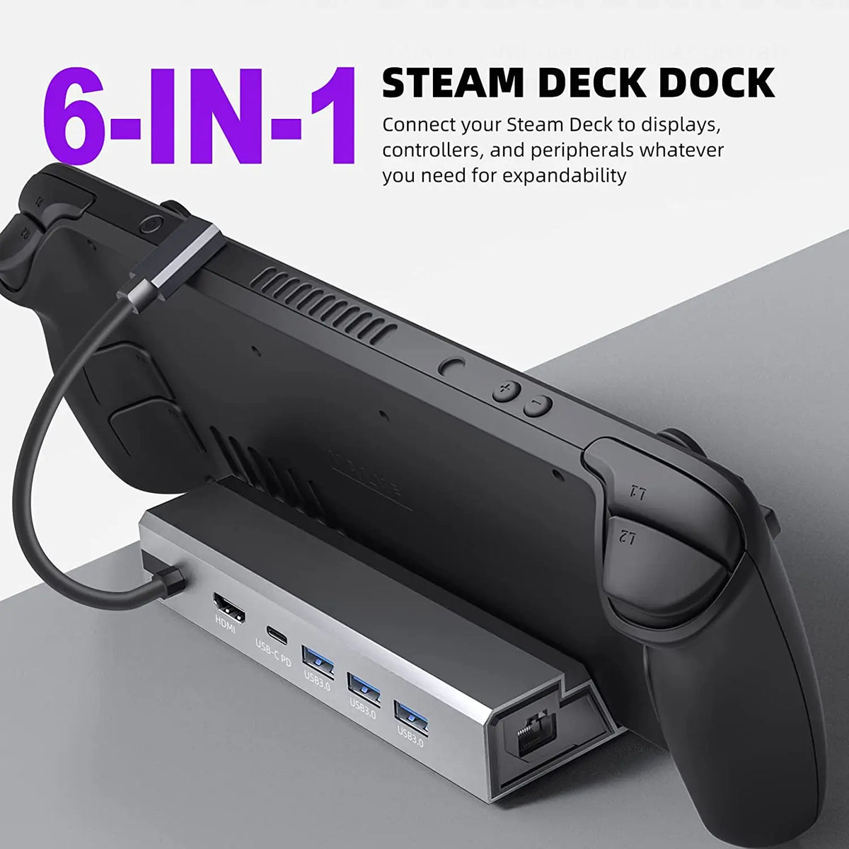 USB Type-C Docking Station for Steam Deck 4k60hz USB3.0 PD60W Charging 1000M Ethernet Dock Station For Gaming Deck PC