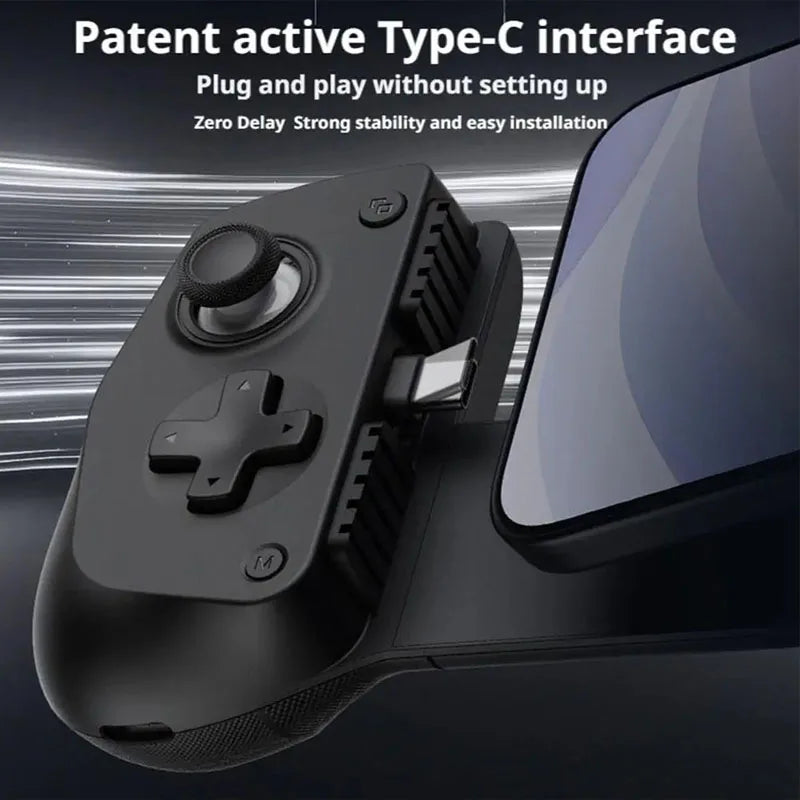 X5LType-C Stretchable Mobile Game Controller Hall Effect Joystick Zero Latency Wired Gamepad for Android iPhone 15+ Cloud Gaming