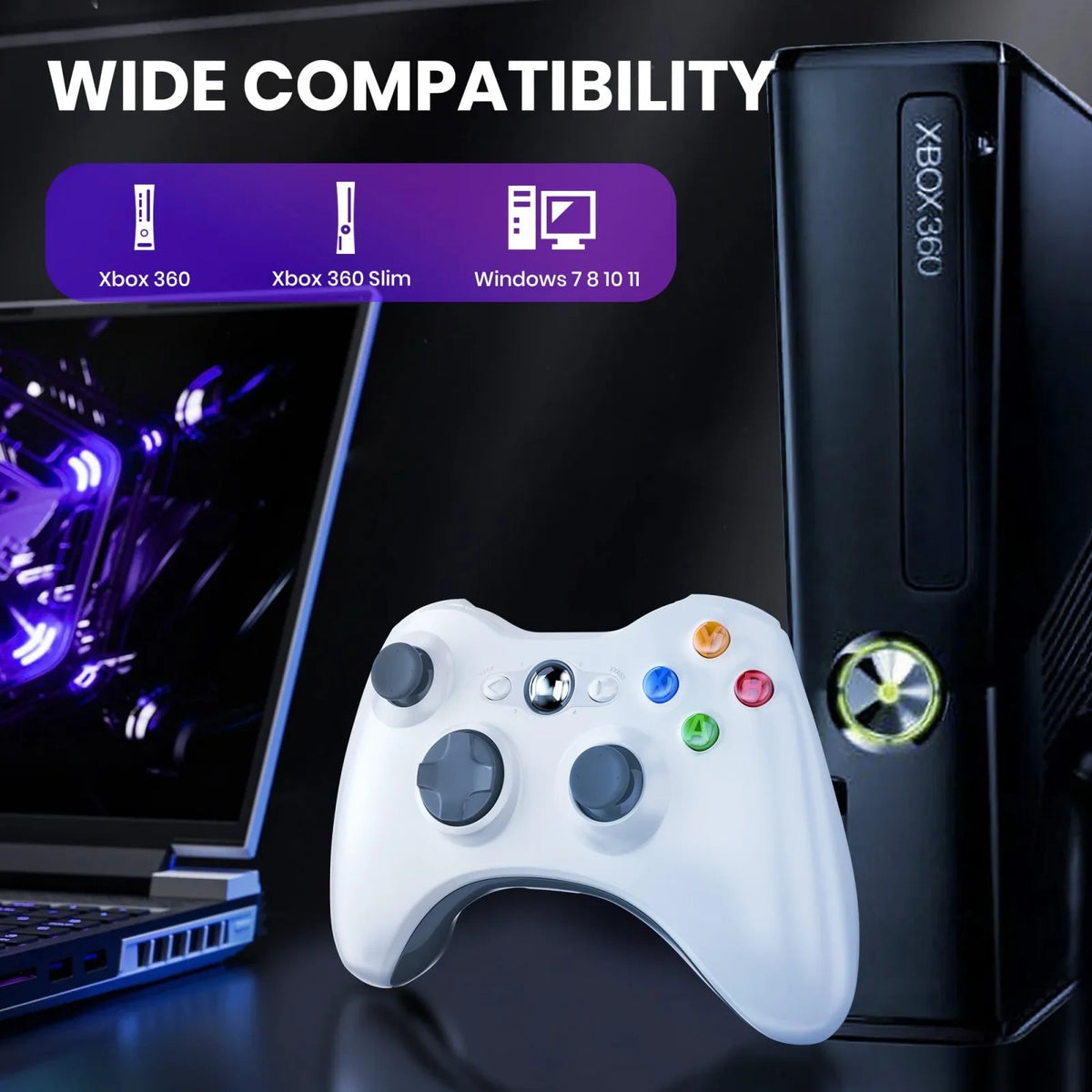 2.4G Wireless Controller for Xbox 360/360 Slim/PC Gamepad Video Game Rocker Dual Vibration Sensing Console Gaming Accessories