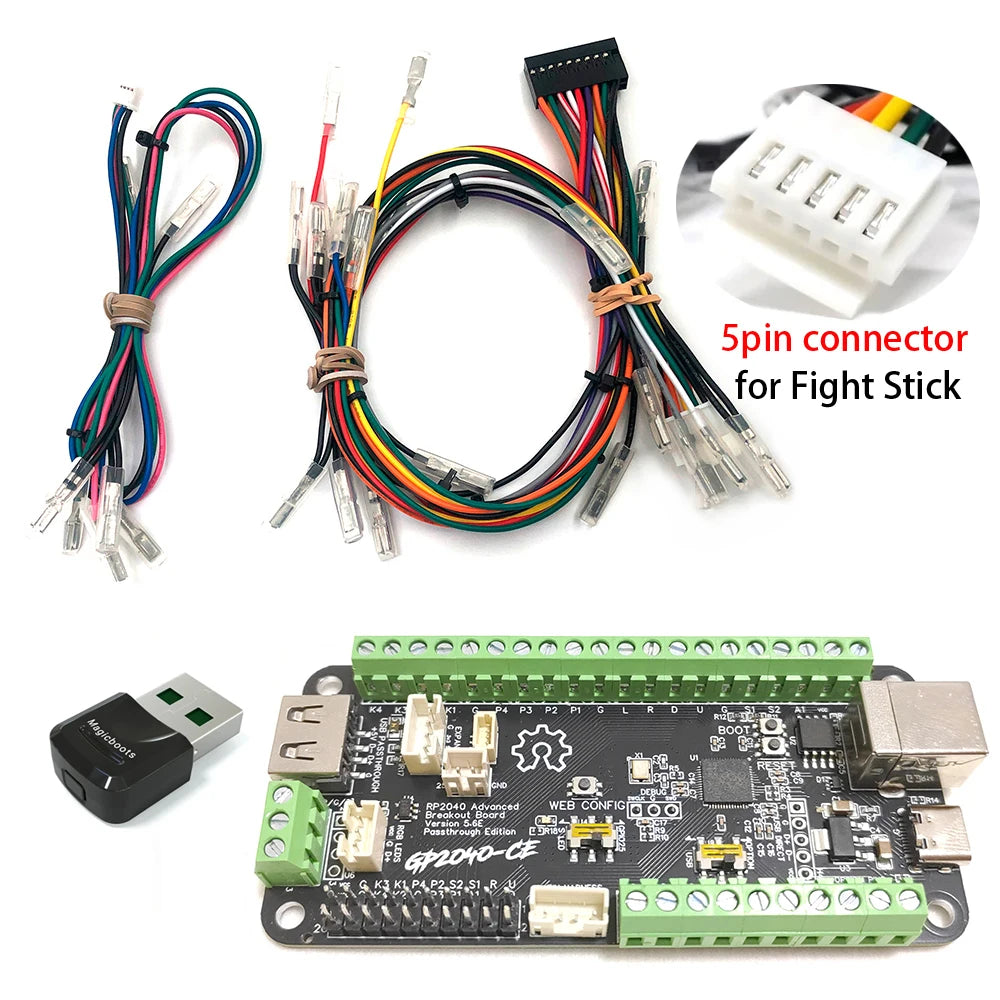 GP2040 Advanced Breakout Board USB Passthrough Fighting Board for Arcade Hit box DIY Fighting Stick Work For PC PS4