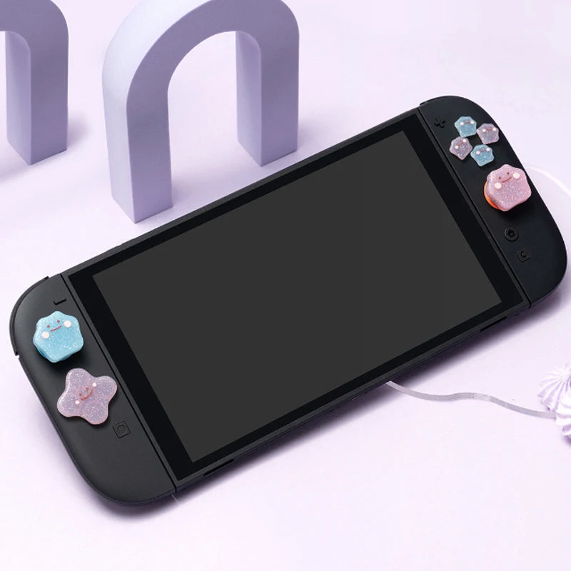 Bling Stars D-pad Cross Button ABXY Key Sticker Joystick Thumb Stick Grip Cap Cover For Nintendo Switch 2 NS2 Joy-con Skin Case