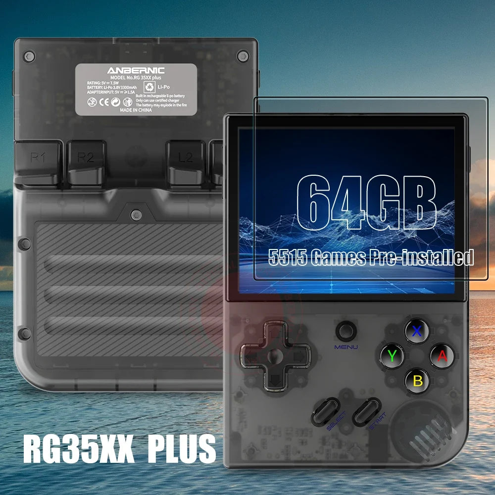 ANBERNIC RG35XX PLUS Retro Handheld Game Player Built-in 64G TF 5000+ Classic Games Support-HDMI TV Portable Game Player