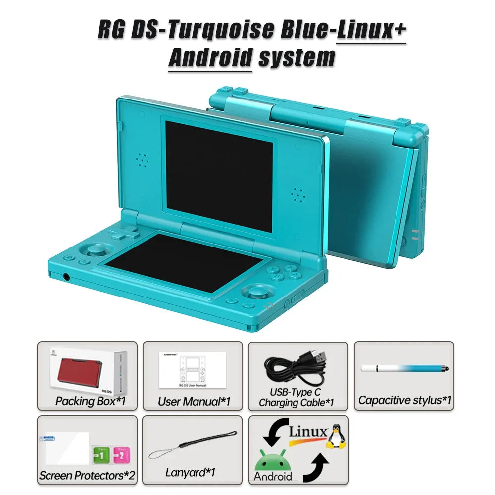 ANBERNIC RG DS Handheld Game Console RK3568 64-bit 4" IPS Multi-touch Screen Android 4000mAh Dual-screen Flip Video Games Player