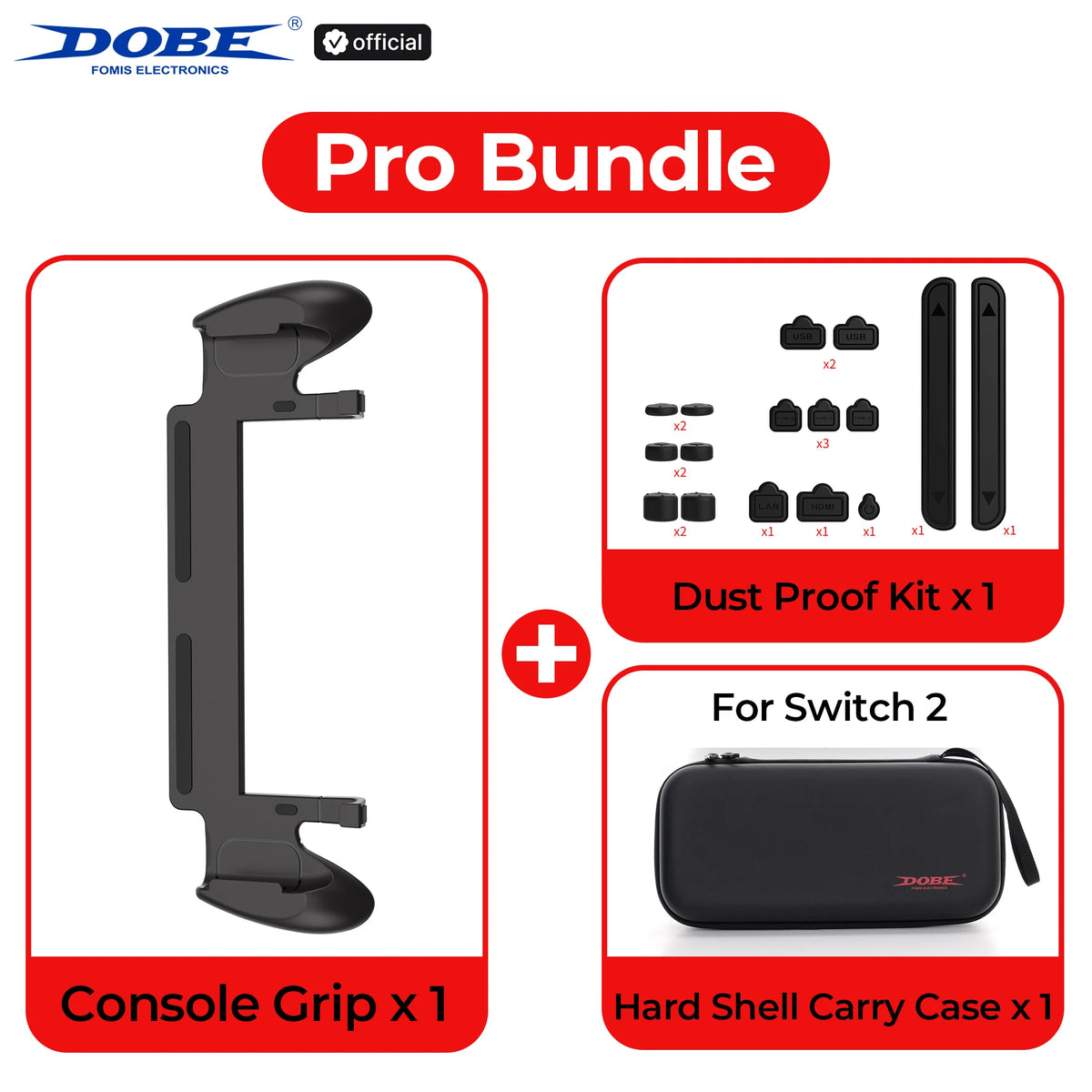 DOBE Grip for Nintendo Switch 2 with 5 Game Card Slots, Anti-Slip