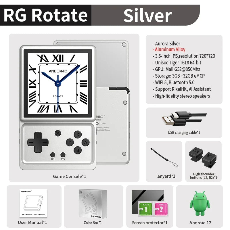 Anbernic RG Rotate Android Handheld, 3.5-inch Rotating Screen