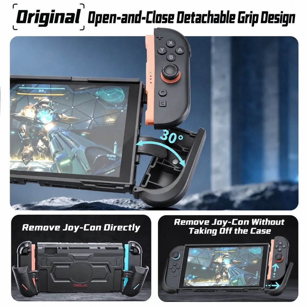 Grip Case for Nintendo Switch 2, Mecha Armor, Dockable Shell