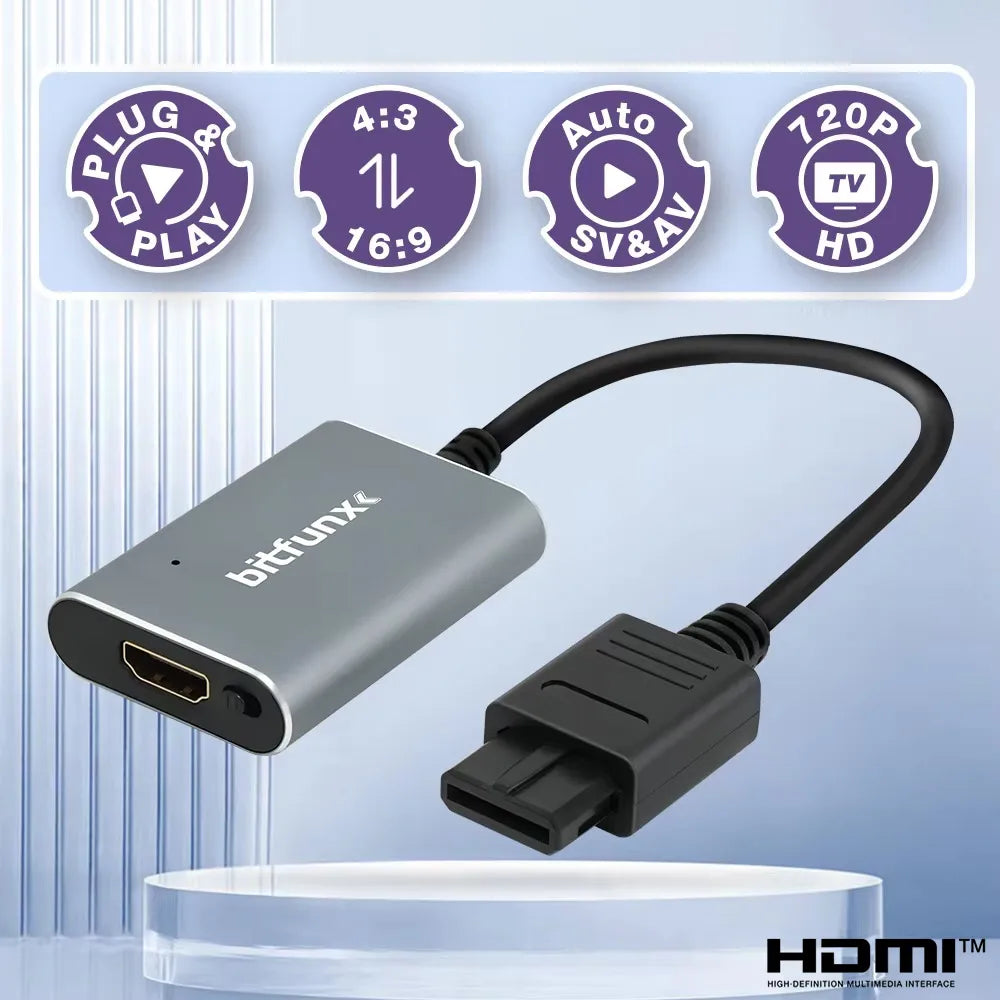 BitFunx SNES Adapter, S-Video and AV to HDMI, 720P