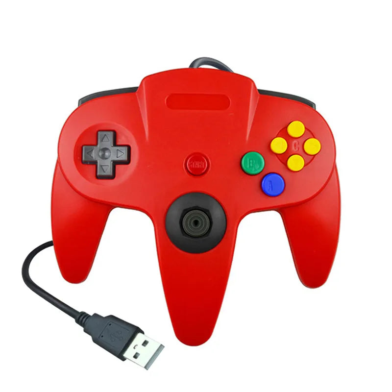 Wired USB Game Controller N64 Shape Gamepad Classic N64 Style Joystick for PC Computer Retro Video Game Playing Plug and Play