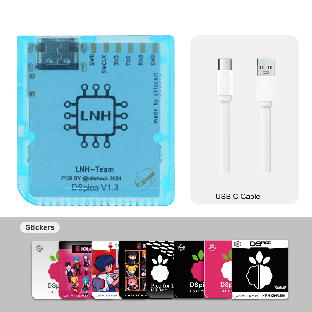 Chisfamily USB-C DSpico Game Reader Adapter 16 MBit Ultra-Low Power With LED RP2040 MCU for Nintendo DS, NDSL, DSi, 3DS Consoles
