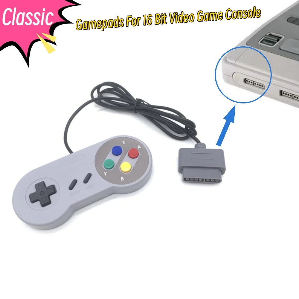 SFC/SNES Replacement Controller Gamepad, Purple Colorful Buttons
