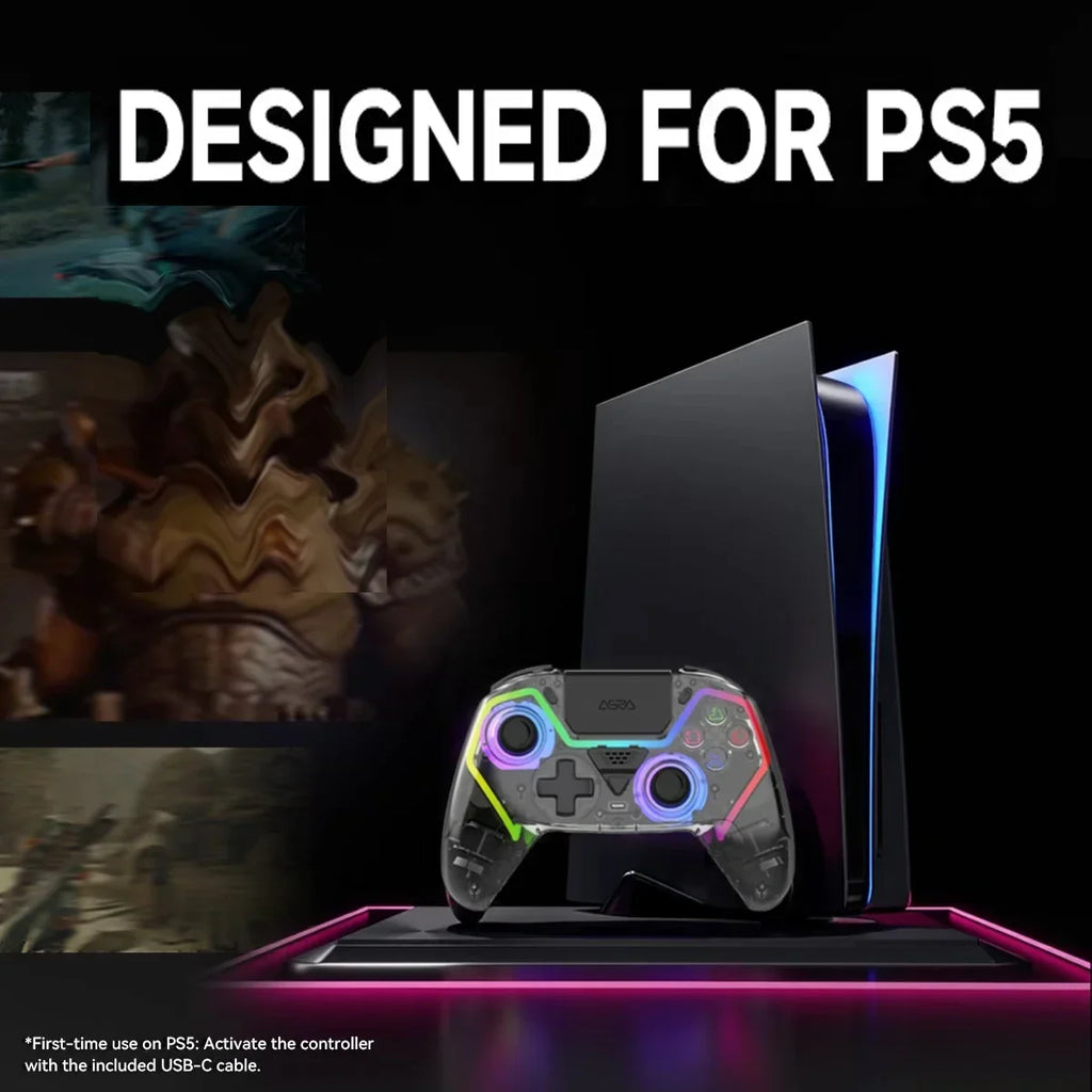 HG-04D Transparent Wireless PS5 Controller, Hall Triggers, BT 5.3