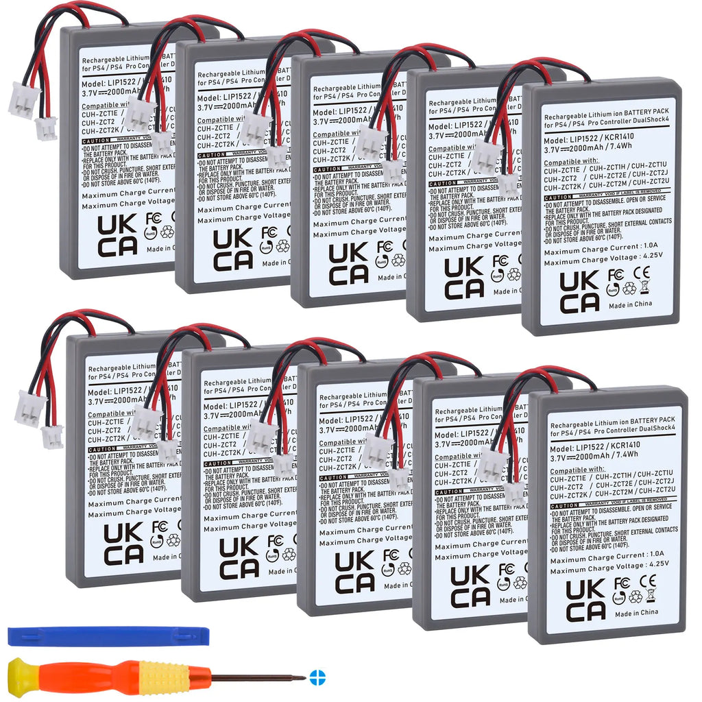 Hisewen 10x 2000mAh Battery for PS4 DualShock 4 V1 Controller