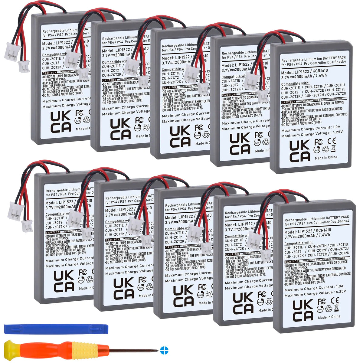 Hisewen 10x 2000mAh Battery for PS4 DualShock 4 V1 Controller