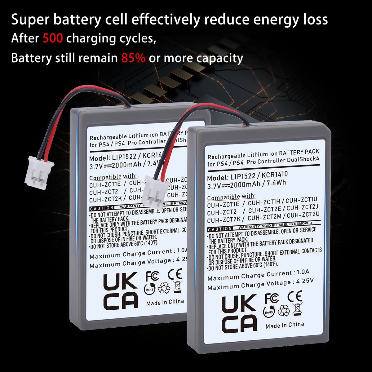 LIP1522 KCR1410 2000mAh Battery for PS4 DualShock 4 Controller
