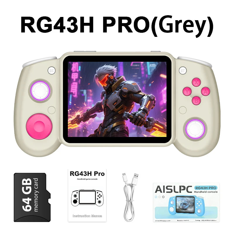 AISLPC RG43H PRO Handheld Game Console 4.3 IPS Screen Dual System 22000+Games 2.4G WIFI RK3562 Chip Portable Pocket Video Player