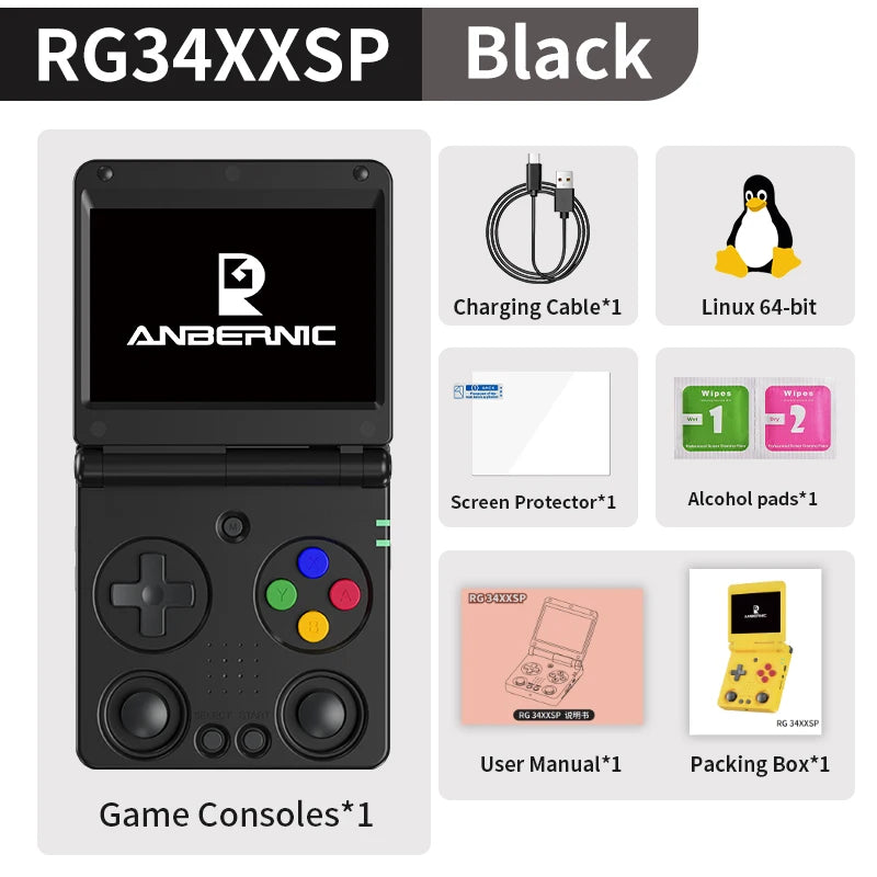 Anbernic RG34XXSP Flip Retro Handheld 3.4-Inch IPS 5K Games