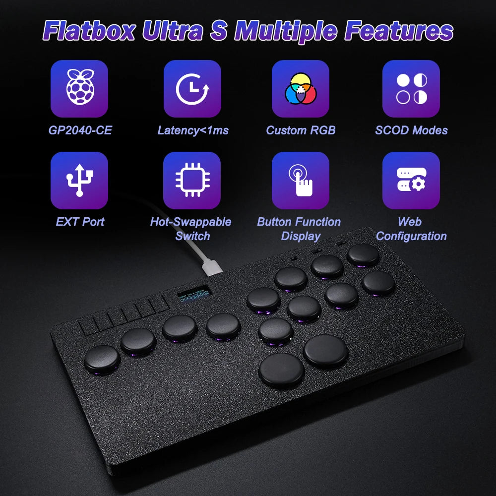 Flatbox Ultra S Stickless Controller Hitbox For P5 Arcade Joystick Hitbox For PS4/PC/NS/Steam With Kaih Low Profile Switch