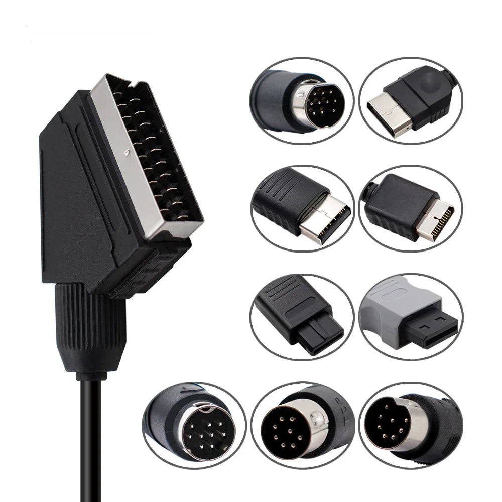 RGB Scart Cable for PS2/PS3, Megadrive, Dreamcast, Saturn, Xbox