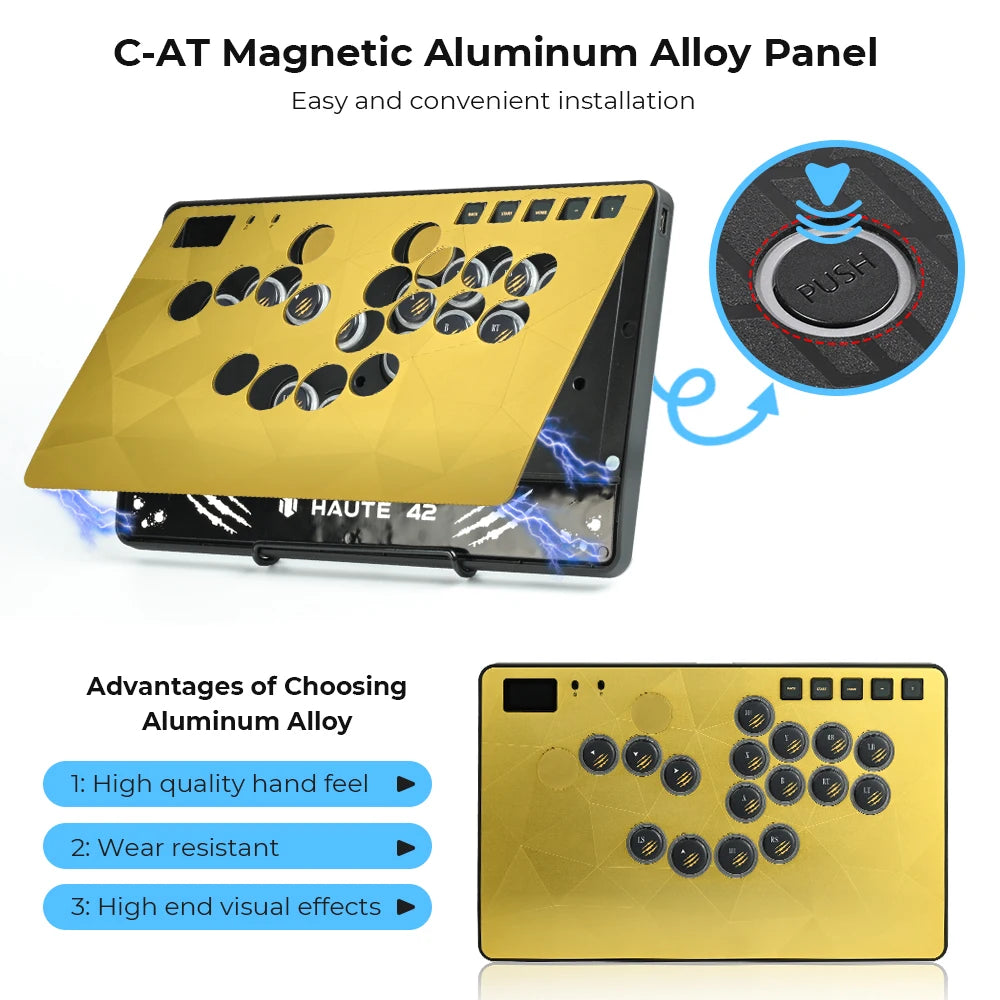 Haute42 C-AT Magnetic Aluminum Alloy Panel With Laser-Etched Diamond Pattern For Hauyepad C-AT Controller Replaceable Panel