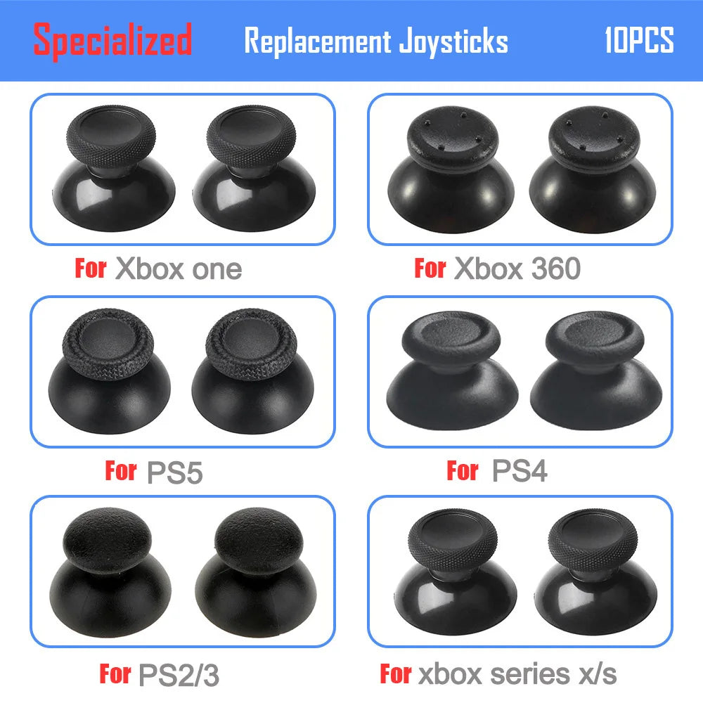 10pcs Replacement Thumbsticks for PS5 PS4 PS3 Xbox One 360
