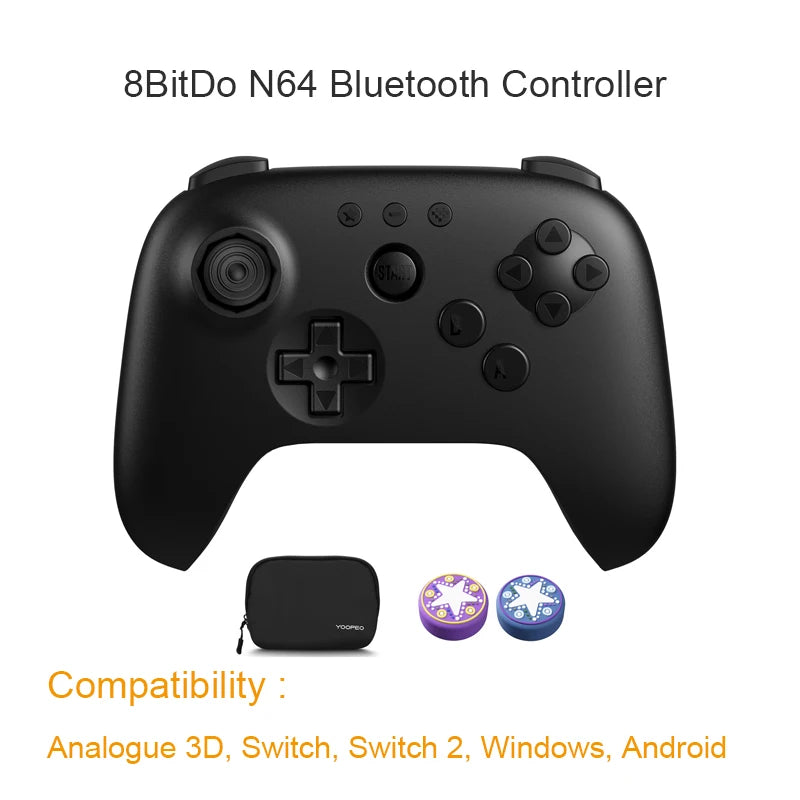 8BitDo N64 Bluetooth Controller for Analogue 3D, Nintendo Switch, Switch 2, Gaming Joystick Gamepad for Windows and Android