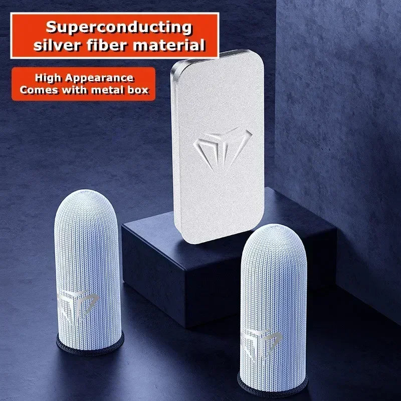 1/2 Pairs Mobile PUBG Game Silver Fiber Fingertip Gloves Sweatproof Anti-slip Touch Screen Gaming Breathable Finger Sleeve Cover