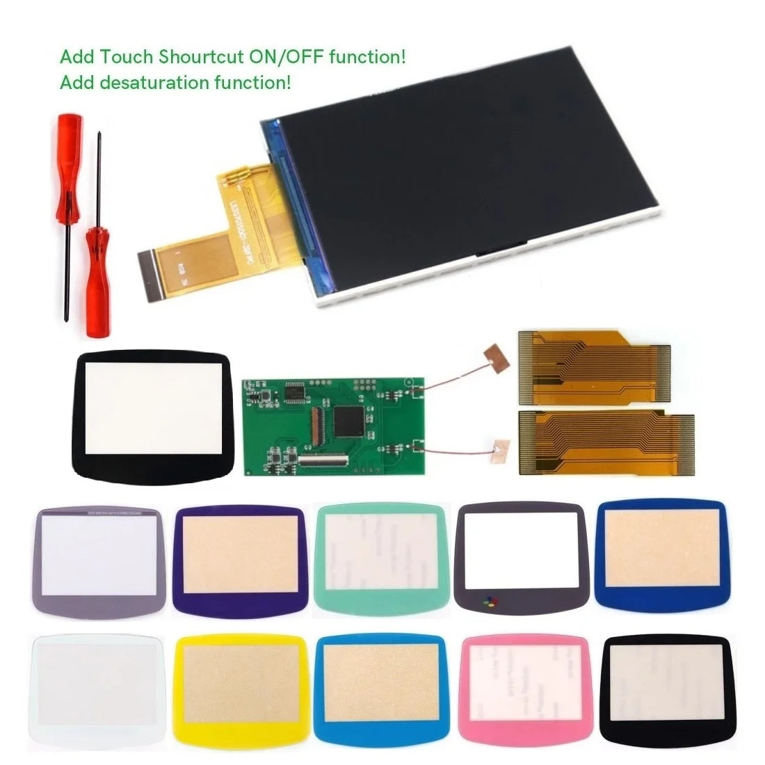 Hispeedido 3.0 Inches Non-Laminated Add Desaturation V5 Drop in 720x480 IPS Backlight LCD Screen Kit No Need Trim Shell For GBA