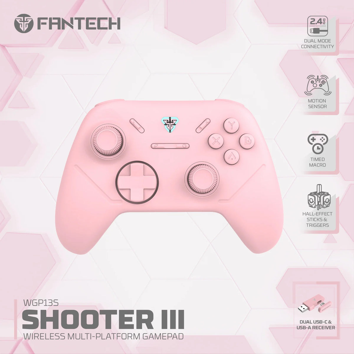 FANTECH Shooter III WGP13S Hall Effect Wireless Gamepad, PC & PS4