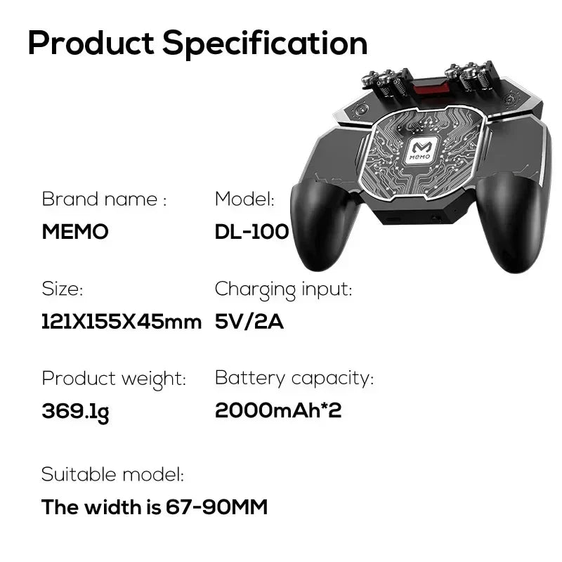 MEMO DL100 Mobile Phone 6 Fingers Gamepad with Cooling Radiator
