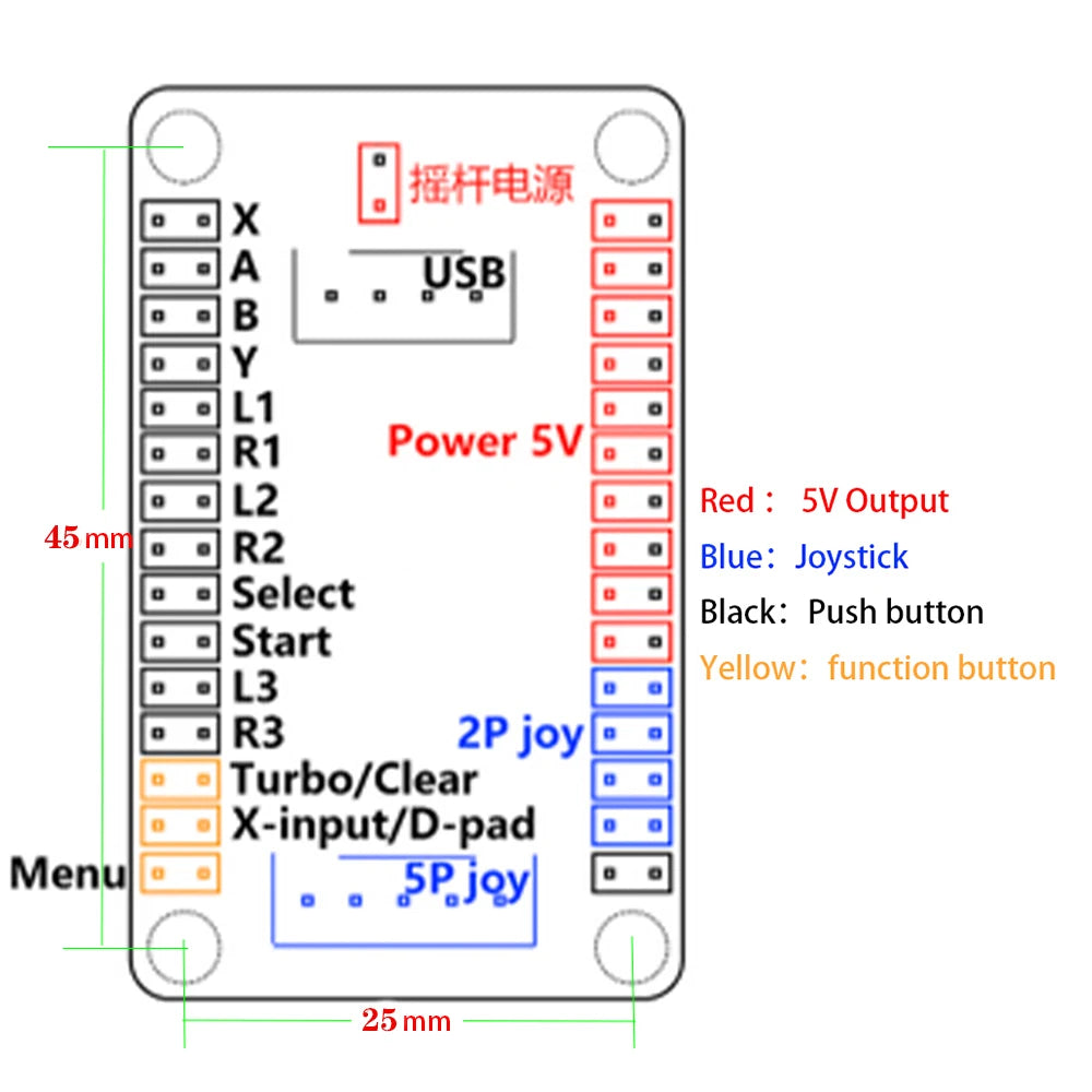 Zero Delay Arcade USB Encoder PC PS3 Switch Raspberry Pi Nintendo TO Joystick FOR 5PIN & 2.8MM Button Hitbox Controller
